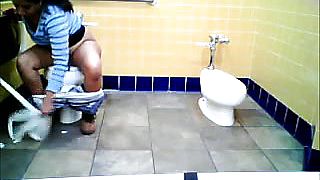 Fat Indian Watched Pissing On A Toilet