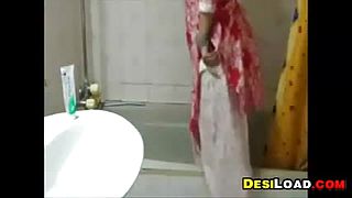 Naked amatuer Indian girl getting her dirty body clean